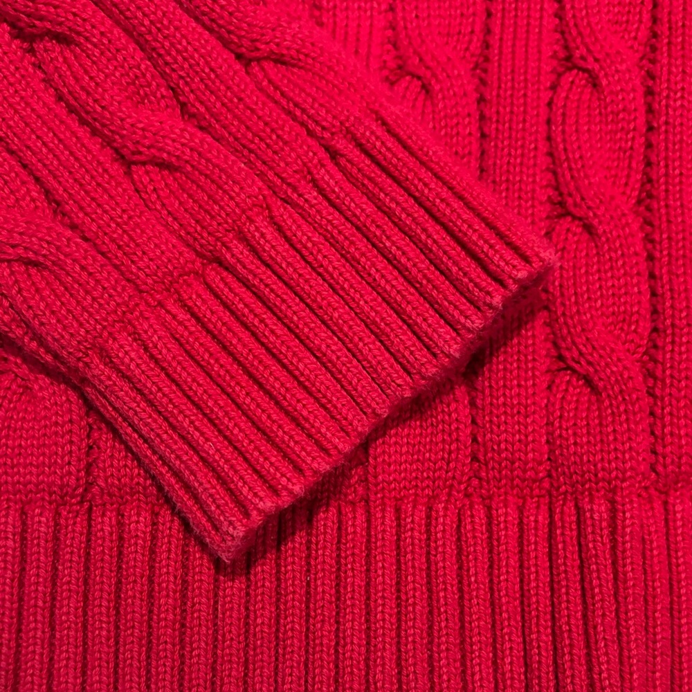 Lauren Ralph Lauren Red Cable Knit Sweater size L - Picture 7 of 12